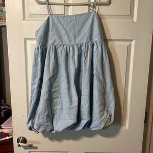 Divided Light Blue Smocked Dress